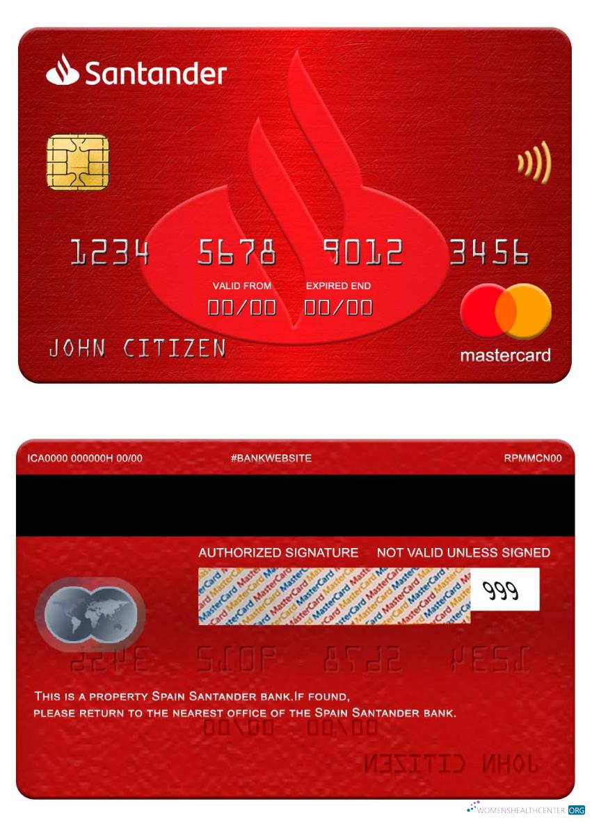 Download Spain Santander Bank mastercard Photoshop template